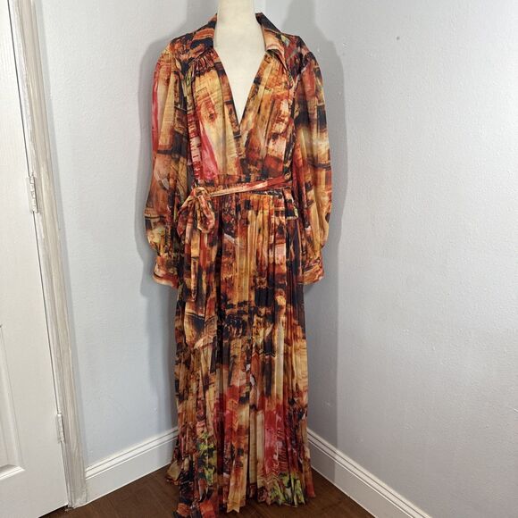 Latiste Maxi Dress Womens 3X Sheer Multicolor V Neck Vacation Formal - Picture 6 of 14